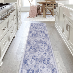 Naar Blue Area Rug, Washable Rug, Low-Pile, Non-Slip, Non-Shedding, Foldable, Kid & Pet Friendly - Area Rugs for living room, bedroom, kitchen