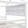 Full House Bed with Roof Frame, Bedside-shelves, Under Bed Storage Unit,White