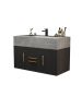 39.4'' Wall Mounted Single Bathroom Vanity with Stone Vanity Top