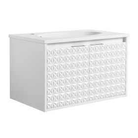 30 Inch Wall Mounted Bathroom Vanity With Sink, Soft Close Doors, For Small Bathroom (KD-PACKING)
