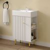 21.6" Open-shelving Bathroom Vanity with Ceramic Sink, Cloakroom Open Shelf Storage Cabinet