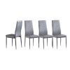 White modern minimalist dining chair fireproof leather sprayed metal pipe diamond grid pattern restaurant home conference chair set of 6