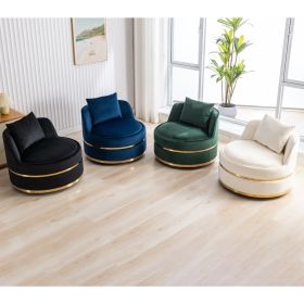 360 Degree Swivel Accent Chair Velvet Modern Upholstered Barrel Chair Over-Sized Soft Chair with Seat Cushion for Living Room, Bedroom, Office