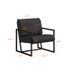 Modern Fashion PU Leather Feature Armchair with Metal Frame Extra-Thick Padded Backrest and Seat Cushion, for Living Room,Bedroom, Office, Studio, Bla
