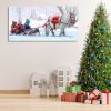 Framed Canvas Wall Art Decor Painting For Chrismas, Kids on White Horse Sledge Painting For Chrismas Gift
