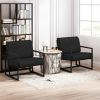Modern Fashion PU Leather Feature Armchair with Metal Frame Extra-Thick Padded Backrest and Seat Cushion, for Living Room,Bedroom, Office, Studio, Bla