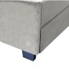 GRAY QUEEN SIZE TRUNDLE PULL OUT DRAWERS STORAGE UPHOLSTERED BED MODERN DESIGN NO BOX SPRING REQUIRED