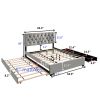 GRAY QUEEN SIZE TRUNDLE PULL OUT DRAWERS STORAGE UPHOLSTERED BED MODERN DESIGN NO BOX SPRING REQUIRED