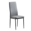 White modern minimalist dining chair fireproof leather sprayed metal pipe diamond grid pattern restaurant home conference chair set of 6