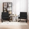 Modern Fashion PU Leather Feature Armchair with Metal Frame Extra-Thick Padded Backrest and Seat Cushion, for Living Room,Bedroom, Office, Studio, Bla
