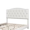 Upholstered Platform Bed with Saddle Curved Headboard and Diamond Tufted Details, Queen, Beige
