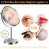 8-inch Makeup Mirror with Lights, Double Sided 1X/10X Magnifying Mirror, 3 Color Lighting Dimmable Vanity Mirror with 360Â° Swivel