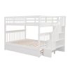 Stairway Full-Over-Full Bunk Bed with Twin size Trundle, Storage and Guard Rail for Bedroom, Dorm - White(OLD SKU :LP001210AAK)