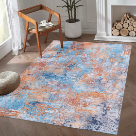 Naar 8x10 Area Rugs for Living Room, Washable Rug, Low-Pile, Non-Slip, Non-Shedding, Foldable, Kid & Pet Friendly - Area Rugs for living room, bedroom (Color: as Pic)